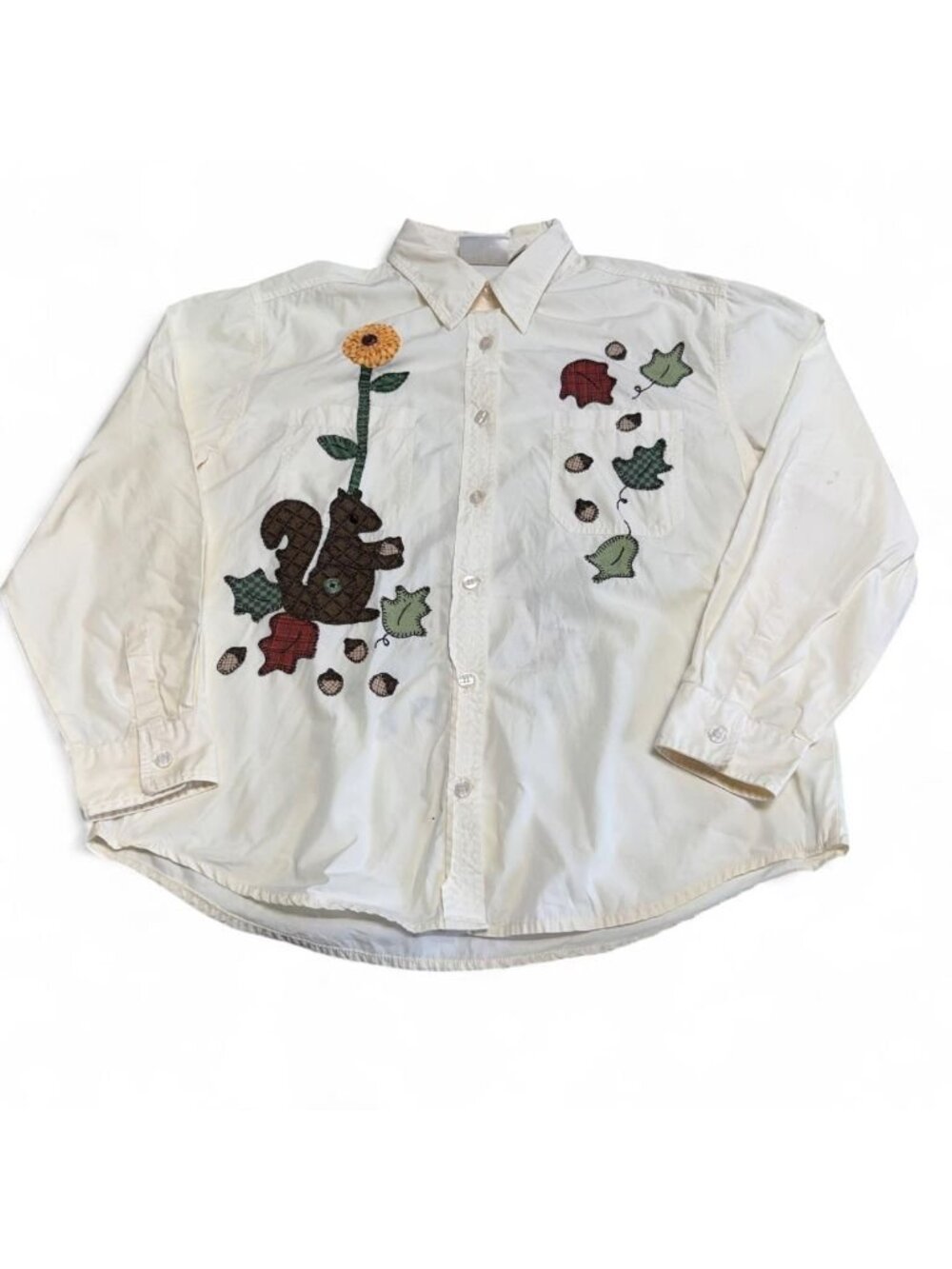 90's Bill Blass Patchwork Autumn Button Up Shirt Women Large Cottagecore Grandma